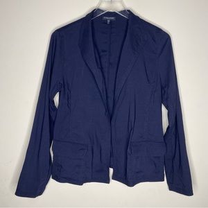 Eileen Fisher Open Front Blazer Blue  Linen Blend Crop Kimono Size Medium